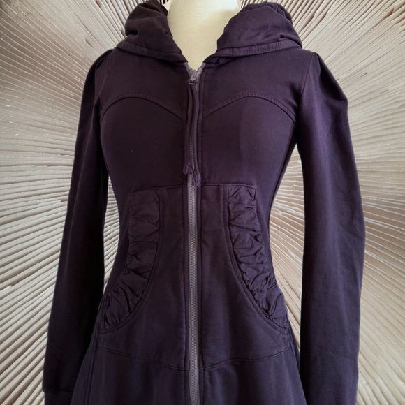 Prairie Underground Eggplant Plum Long Cloak Hoodie Zip Up Sweatshirt Size S - Picture 2 of 9